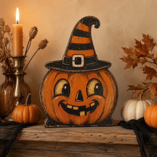 👻🎃 Vintage Wooden Halloween Table Decor