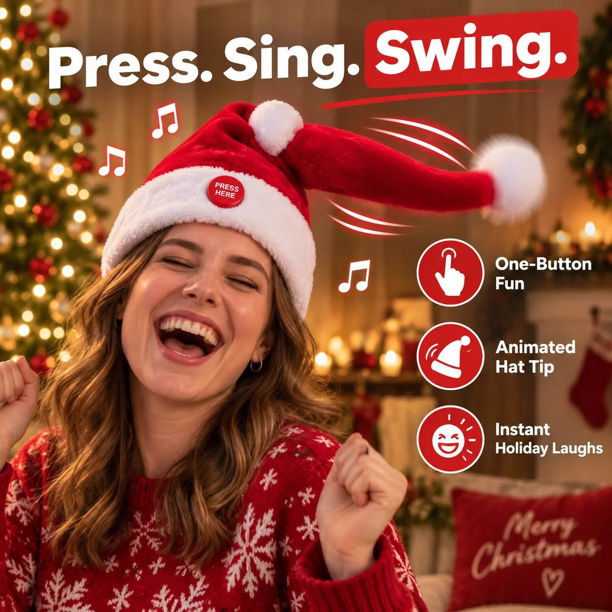 🎅 🤣 Singing & Dancing Santa Hat — Animated Christmas Party Hat(📦Buy 2 Free Shipping)