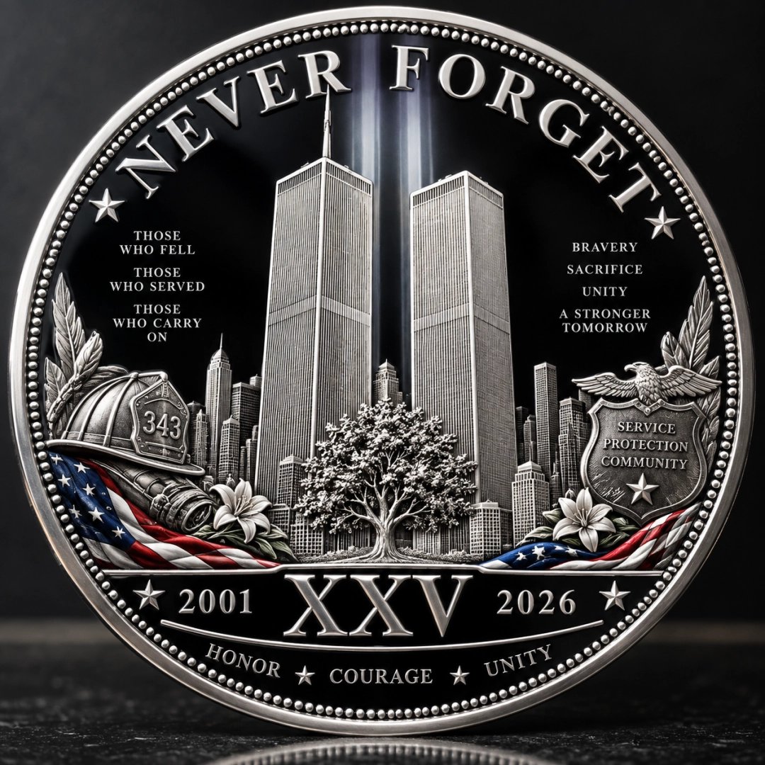 9/11 NEVER FORGET 25th Anniversary Commemorative Coin