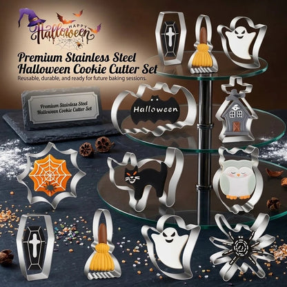 🎃Halloween Stainless Steel Cookie Cutters – 12 Spooky Shapes