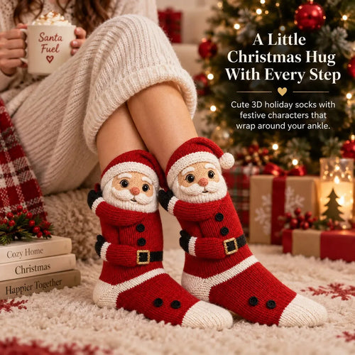 ⏳ Last Day 49% OFF – 🧦 3D Hugging Christmas Socks | 5 Festive Character Styles with Cute Wraparound Arms for Cozy Holiday Wear 🎄