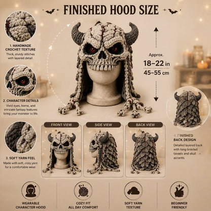 🎭🎃 Halloween Monster Hood DIY Crochet Kit | Premium Soft Yarn Materials with Step-by-Step Guide DIY Handmade Wearable Character Hood 🧶✨