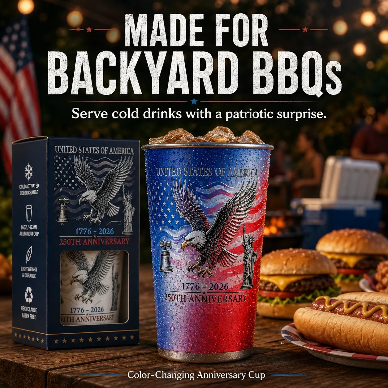 🔥LAST DAY 70% OFF🦅 Pour Ice-Cold Beer | USA 250th Anniversary Color Changing Cup 🎉