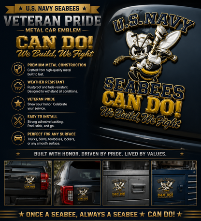 🐝⚓U.S. Seabees CAN DO! Veteran Tribute Metal Emblem