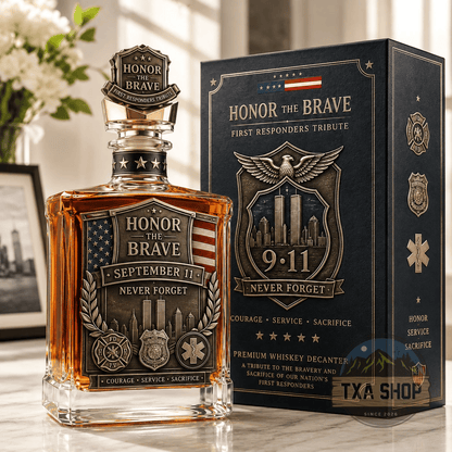 Honor the Brave Relief Decanter & Emblem – Hero Commemorative Ornament for Home Bar Display
