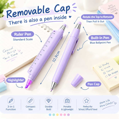 🖊️5-in-1 Multifunction Ruler Stylus Pen – 0.5mm Writing & Marker Tool