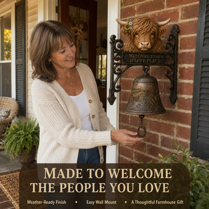🐂🔔Highland Cow Farmhouse Welcome Bell