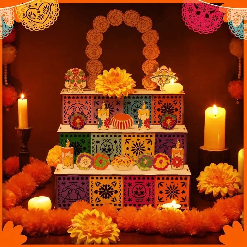 Day of the Dead Wooden Altar Display Set | 💕Death is not the end of life, forgetting is
