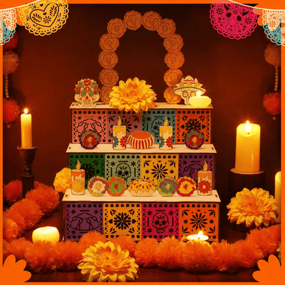 Day of the Dead Wooden Altar Display Set | 💕Death is not the end of life, forgetting is