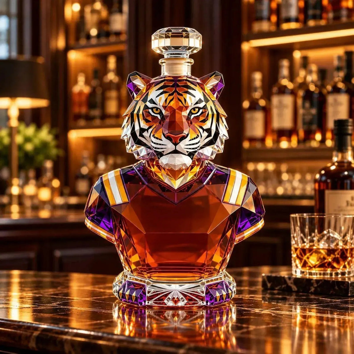 Geometric Crystal Tiger Whiskey Decanter