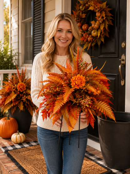 Autumn Harvest Floral Garden Stake Arrangement