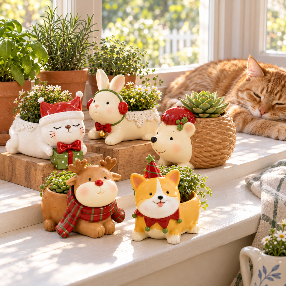 🌿Whimsical Christmas Animal Succulent Planters 🎁
