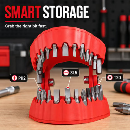 28-Piece Denture-Shaped Screwdriver Bit Set with Stubby Handle