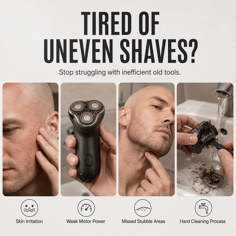 2-in-1 Smart Electric Bald Head Shaver and Beard Trimmer