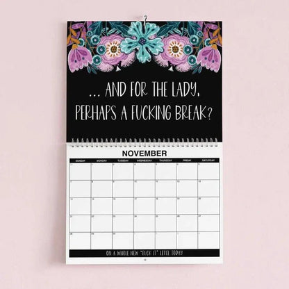🌸😂 2027 Zero-F*cks Floral Wall Calendar – 12 Months of Sarcasm, Chaos & Pretty Flowers