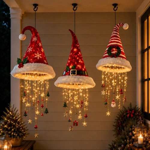 🎅 Lighted Santa Hat Hanging Chandelier 🎄