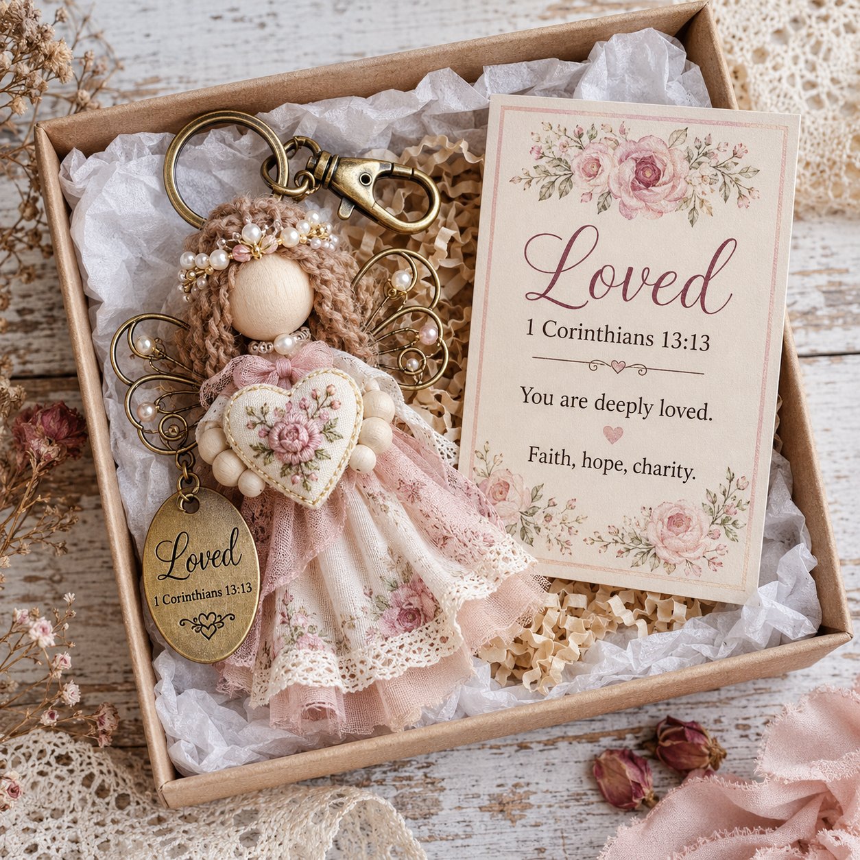 🪽 Faith Angel Keychain Gift Set - A Little Angel of Faith, Comfort & Love💛
