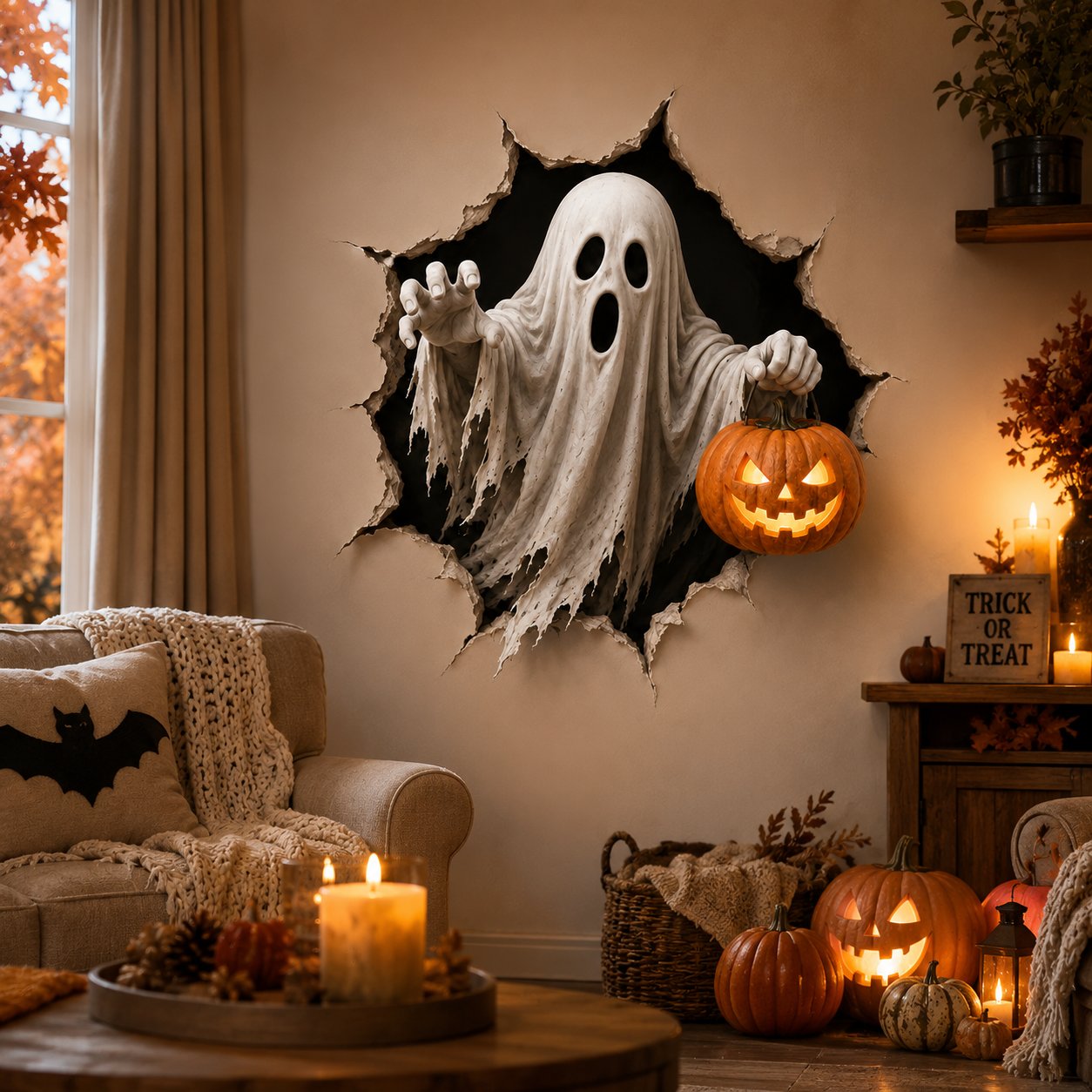 Halloween Witch Break-In 3D Wall Decal