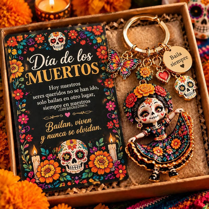 🌼 Día de Muertos Charm Keychain | 4 Colorful Floral & Skull-Inspired Styles