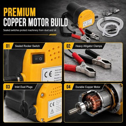 🔧 12V/24V Electric Oil Transfer Pump – Self-Priming Fluid Extractor ⚡