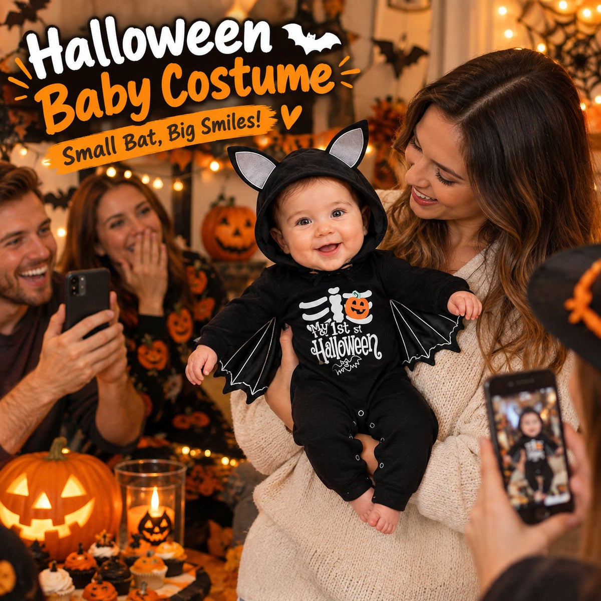 🎃🦇 Baby’s First Halloween Bat Romper – An Adorable Outfit for Little Spooky Memories
