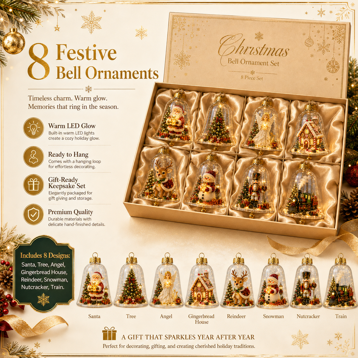 🔔✨ Glowing Christmas Bell – A Magical Light-Up Holiday Decoration