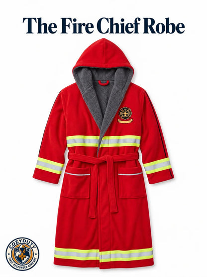 The Night Shift Robe | Reflective Stripe Hooded Fleece Robe, Perfect First Responder Hero Gift