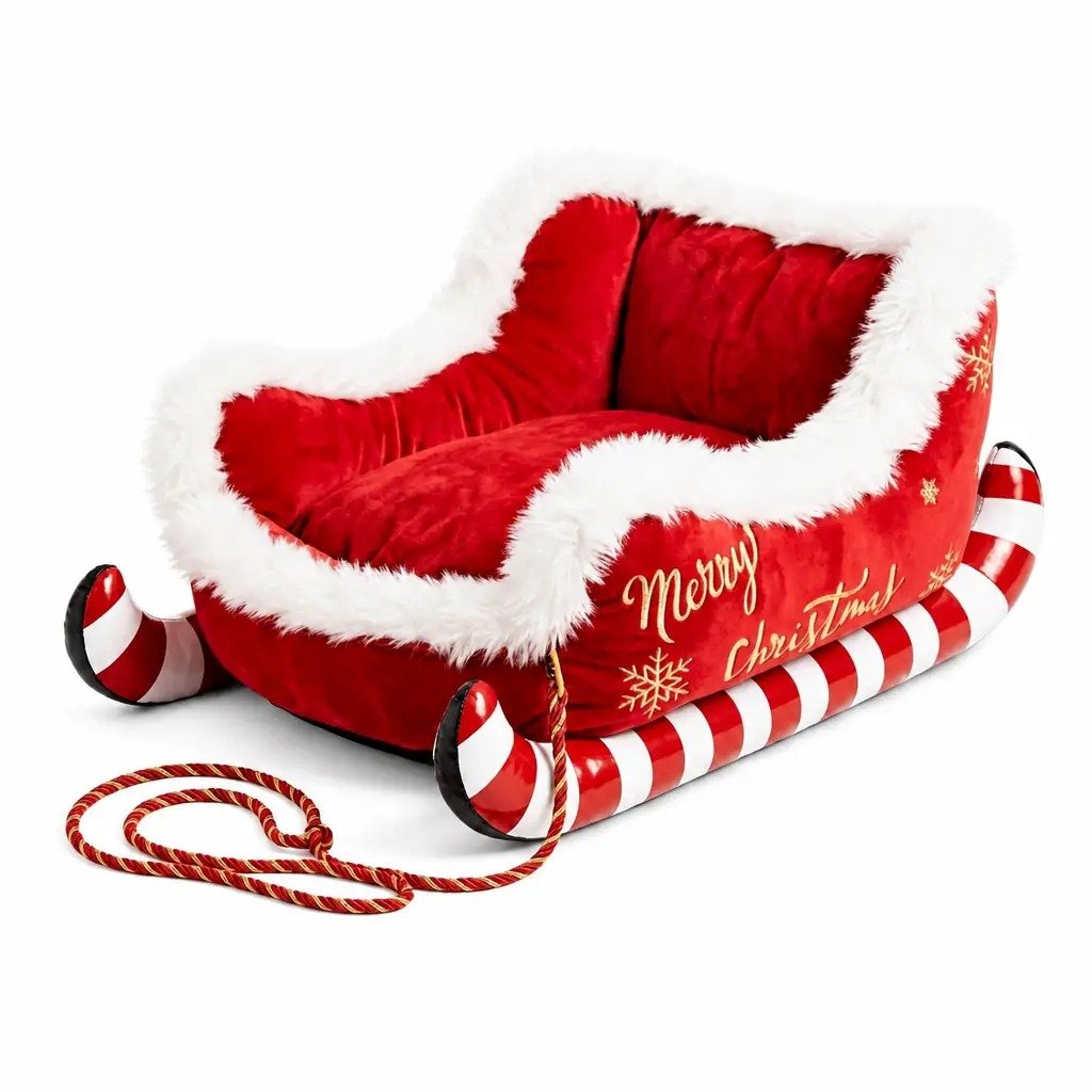 🎄 Santa Paws Christmas Dog Beds – Cozy Festive Sleigh & Holiday Pet Beds