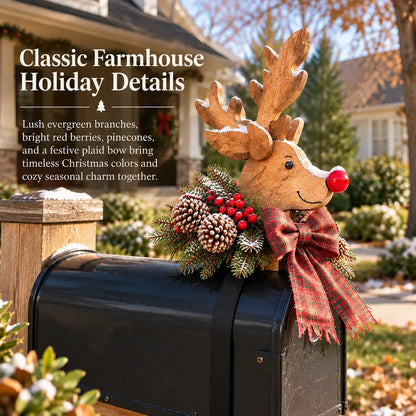 Vintage Christmas Reindeer Mailbox Topper