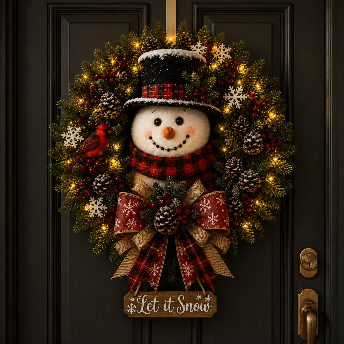 ✨Hot Sale 40% OFF⛄ Snowman Lighted Christmas Wreath™ – Festive Holiday Door Decor
