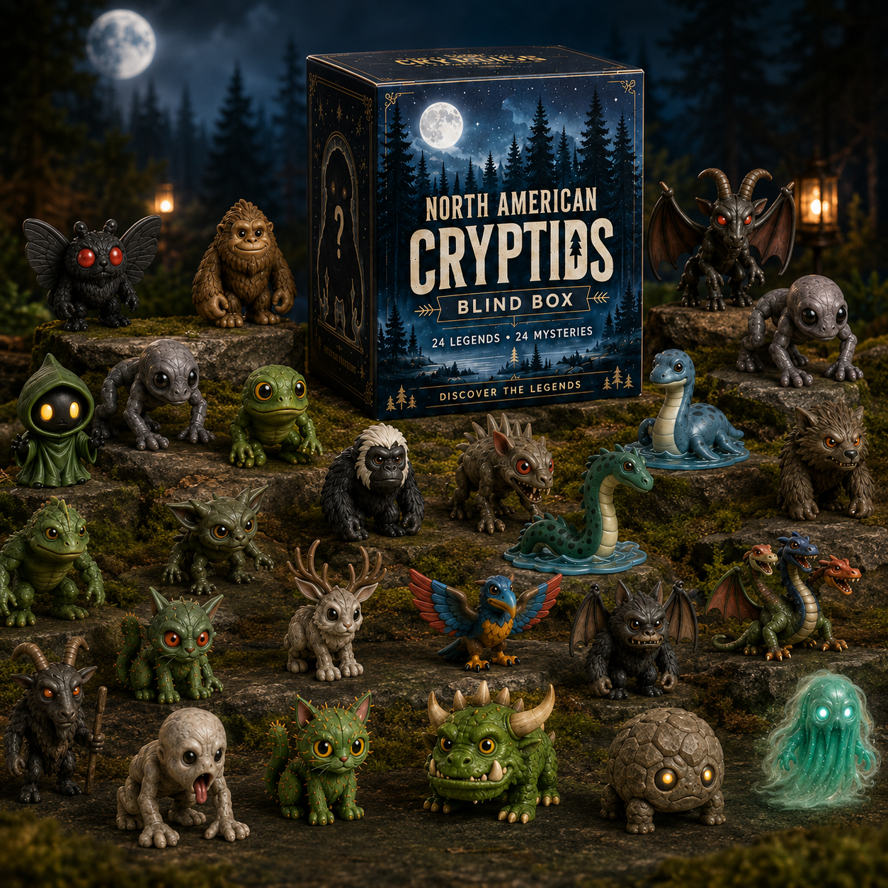 👁️North American Cryptids Blind Box – Complete 24-Piece Collection • 24 Legends • 24 Mysteries