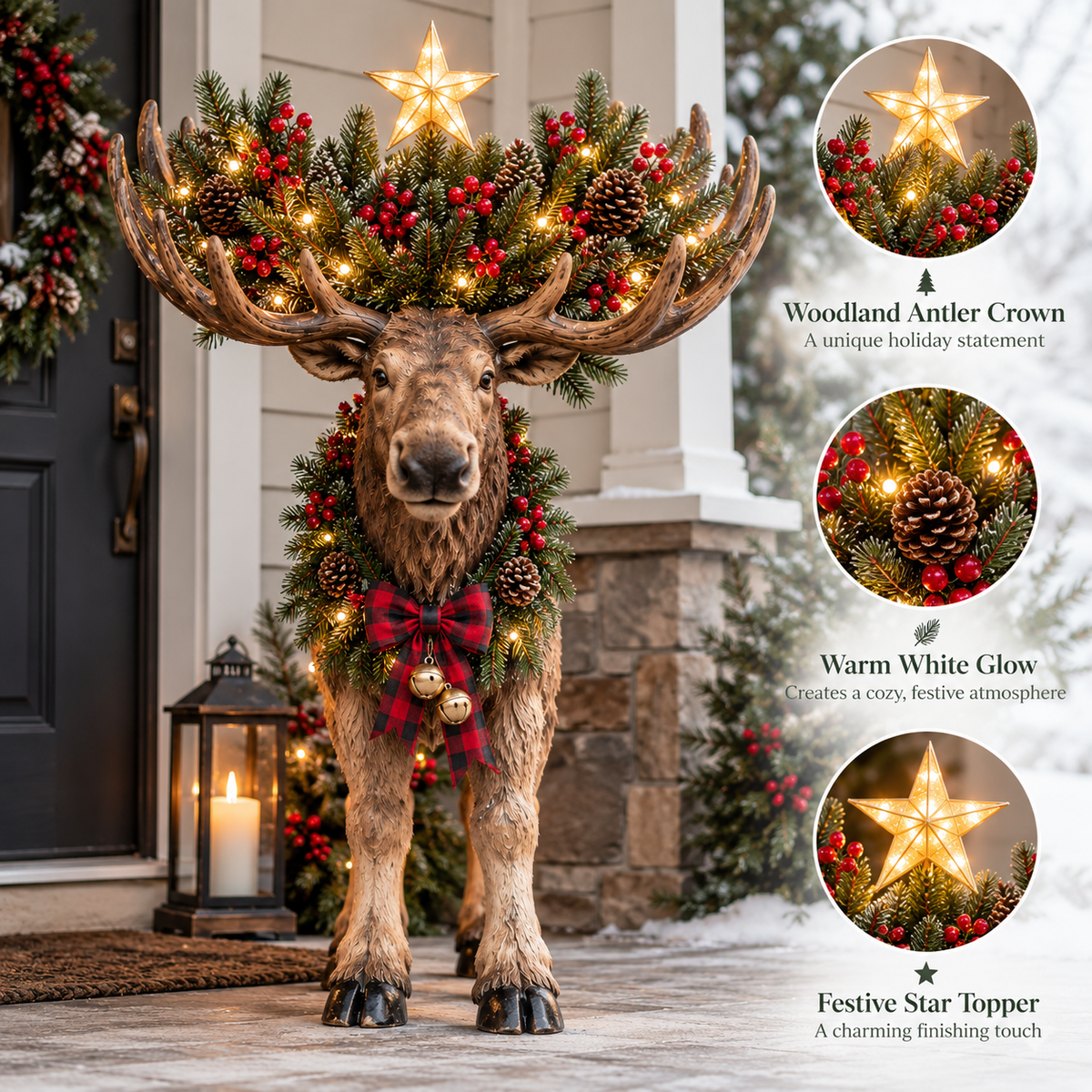 🎄 Woodland Christmas Moose – Lighted Holiday Decor