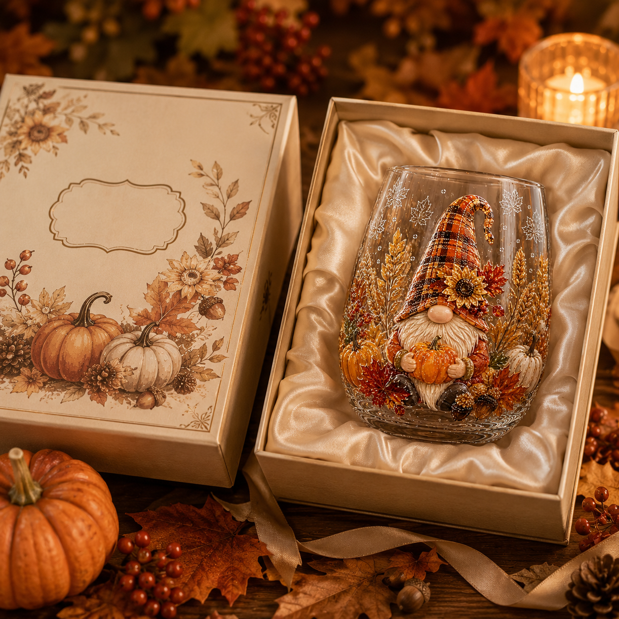 🍂✨Autumn Harvest 3D Glass Cup Gift Set – 6 Festive Designs