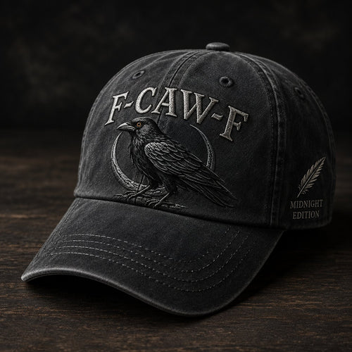 🐦‍⬛F-CAW-F Midnight Edition Raven Cap – Vintage Washed Embroidered Crow Hat