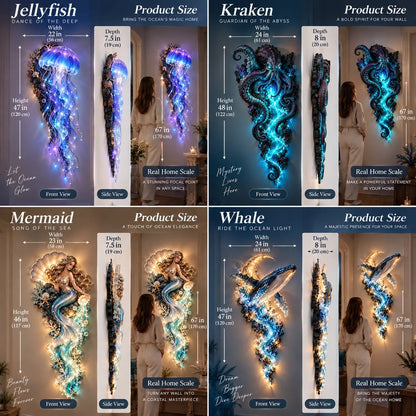 ⏰Limited Stock 50% OFF - 🌊✨ Enchanted Ocean Legends™ Lighted Wall Décor Collection 🐋🧜‍♀️