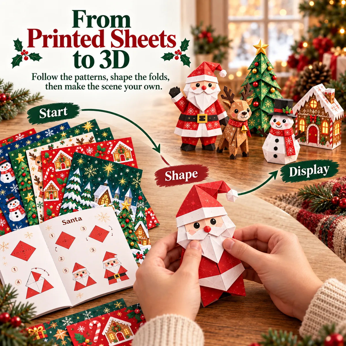 🎄✨ Create Your Own Christmas Magic – Easy 3D Layered Paper Craft Kit for Beginners