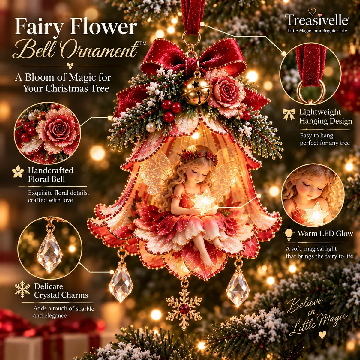 ⏳ Last Day 49% OFF – 🧚 Enchanted Fairy Bell Christmas Ornament™ | 7 Light-Up Floral Designs with Warm LED Glow & Crystal Charms ✨