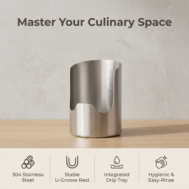 🍴✨ Sleek Stainless Steel Kitchen Utensil Holder – Durable, Rust-Resistant & Easy-Clean Storage