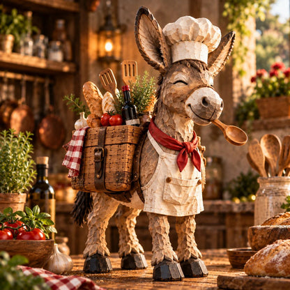 🫏 The Stubborn Little Chef — Carved Kitchen Donkey Figurine