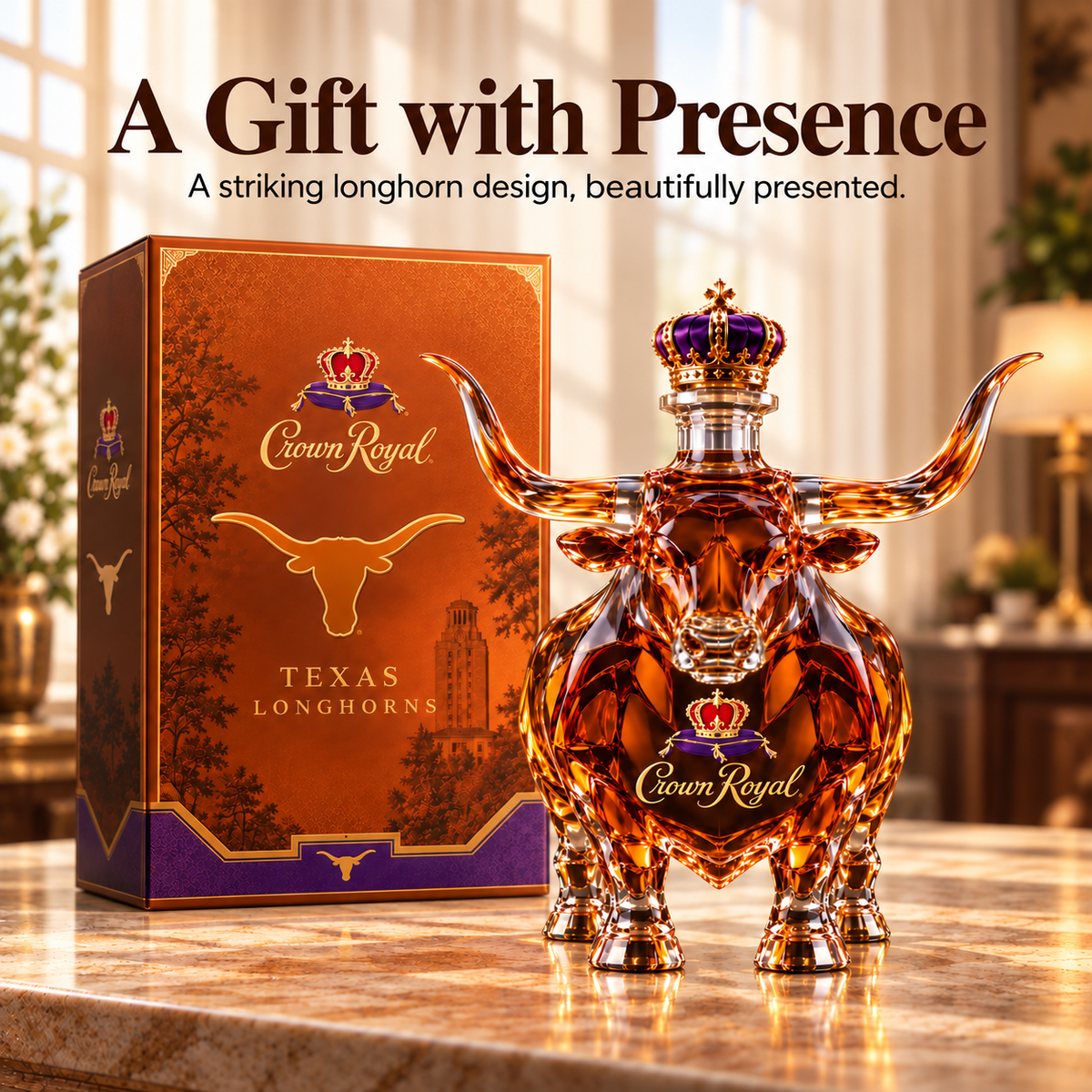 👑Crown Royal Texas Longhorns Whiskey Bottle