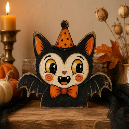 👻🎃 Vintage Wooden Halloween Table Decor