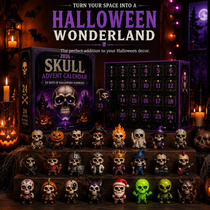 2026 Skull Halloween Advent Calendar | 24 Unique Collectible Skull Characters with Vampire, Pirate, Wizard & Monster Designs 🎃