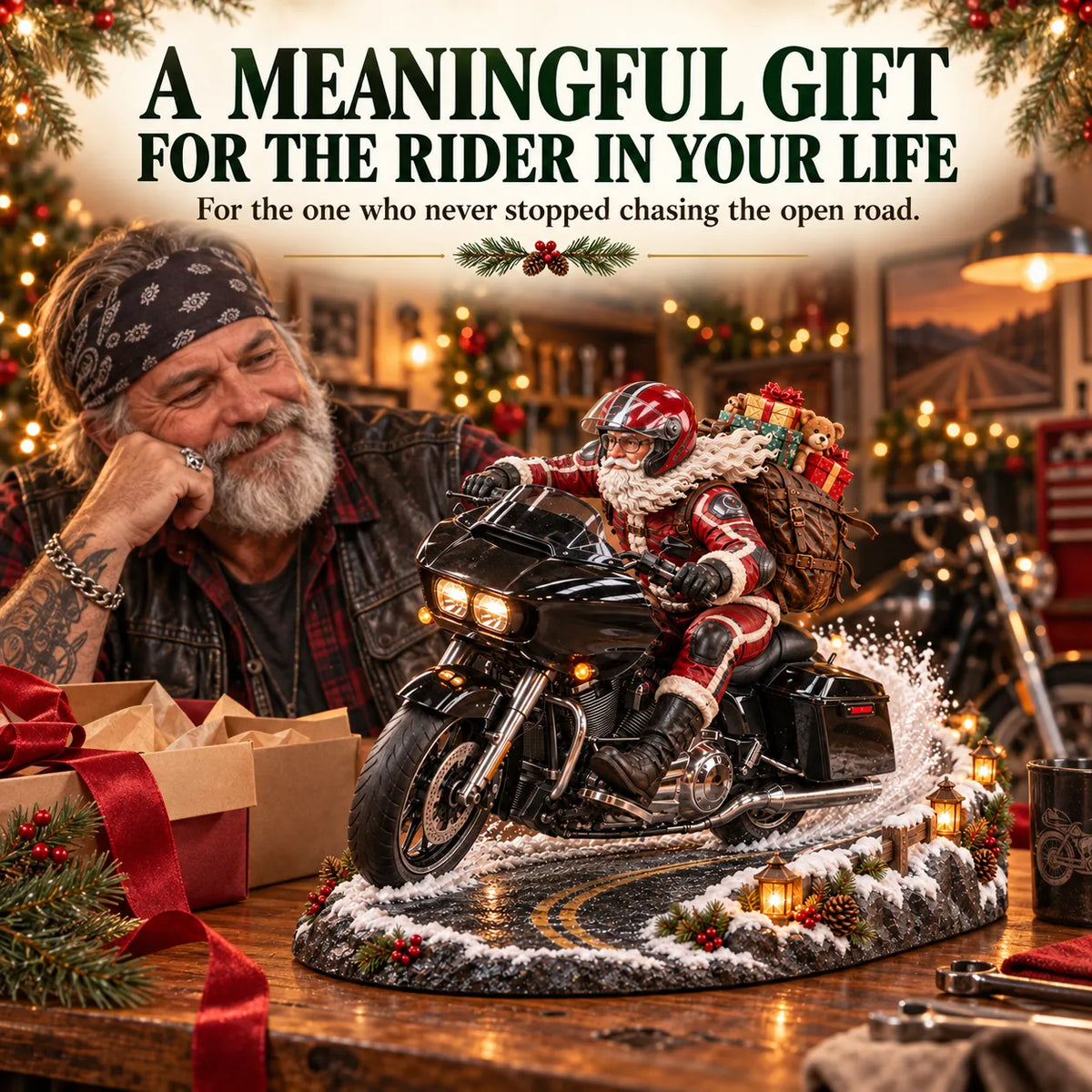 Motorcycle Santa Christmas gift for riders