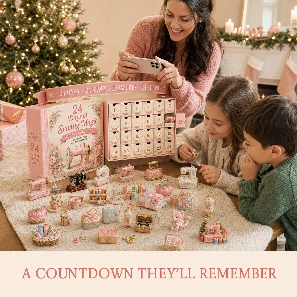 🧵24 Days Of Sewing Magic Advent Calendar | 24 Sewing-Inspired Miniatures for Craft Lovers, Quilters & Handmade Enthusiasts 🎁