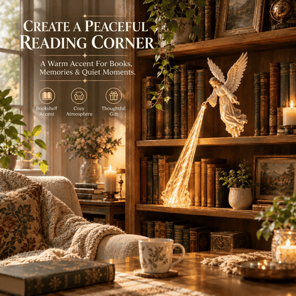 🎁 Celestial Guardian – Angel Light Beam Bookshelf Decor