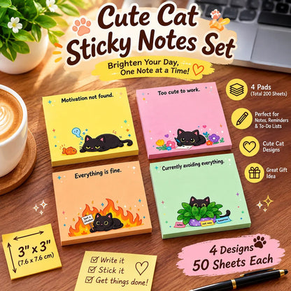 🐈‍⬛😂 Moody Cat Desk Notes – 4 Hilarious Designs for Work, School & Everyday Chaos