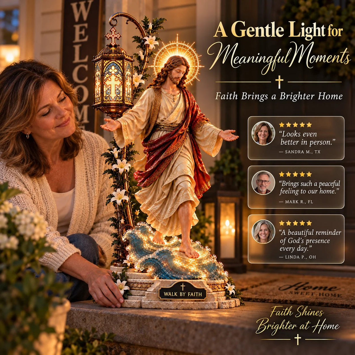 ✨✝️✨ Walk by Faith Jesus Reflection Light – Walking on Water Christian Decor