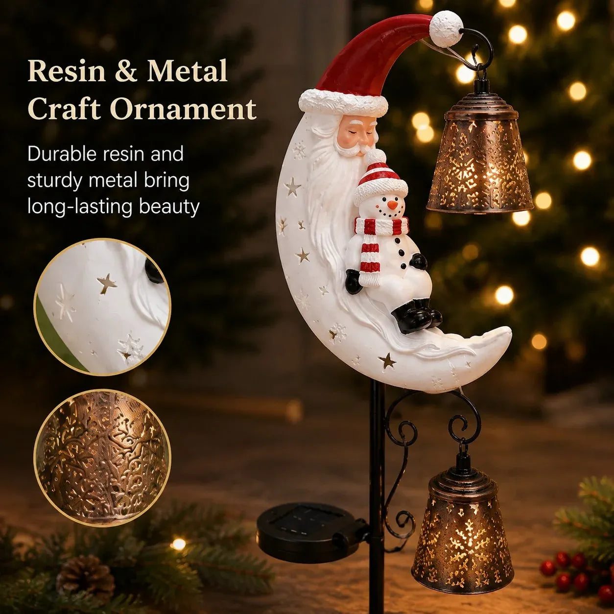 🎅🌙 Christmas Moon Solar Garden Stake Light