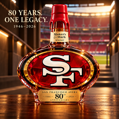 San Francisco 49ers 80th Anniversary Collector Whiskey Bottle – 1946–2026 Commemorative Edition