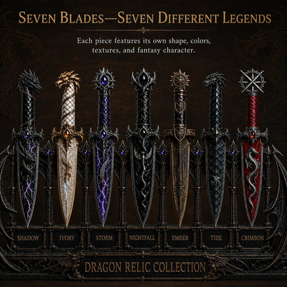 Dragon Relic Collection – 7-Piece Fantasy Dagger Display Set